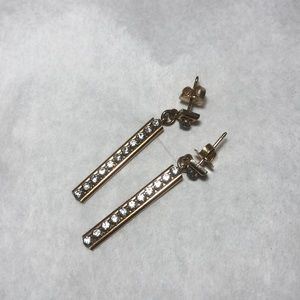 Krementz Gold and Crystal Bar Dangle Earrings